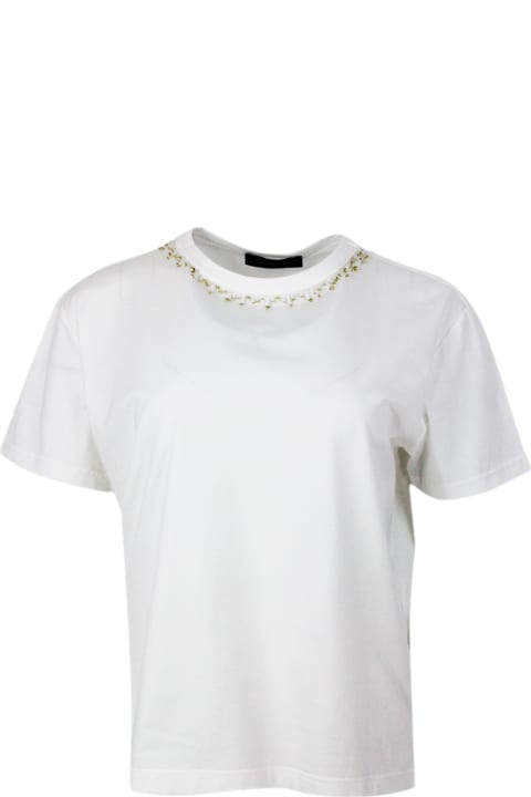 Fabiana Filippi Topwear for Women Fabiana Filippi Crew-neck And Short-sleeved T-shirt In Soft Stretch Cotton
