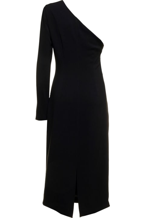 Black One Shoulder Dress In Crepe With Draped Design Anna Molinari Donna