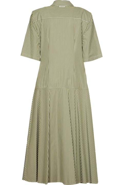 آخر صيحات الموضة من السيدات MSGM Bowed Waistline Poplin Midi Dress