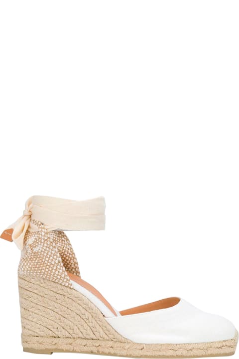Wedges for Women Castañer 'carina' White And Beige Canvas Closed-toe Espadrilles Woman