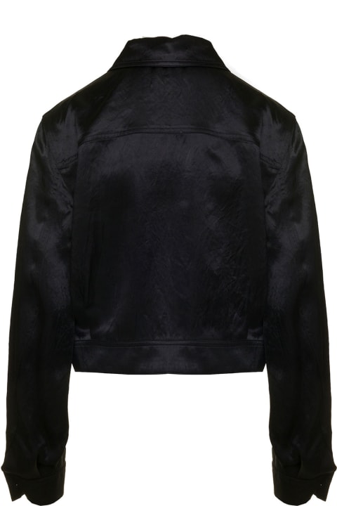 Theory Coats & Jackets for Women Theory Black Cropped Shirt With Buttons In Satin Fabric Woman