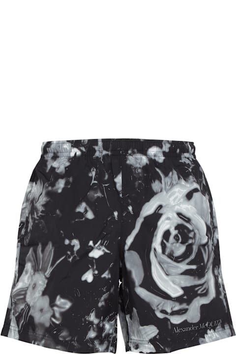 Fashion for Men Alexander McQueen Wax Flower Logo Printed Swim Shorts