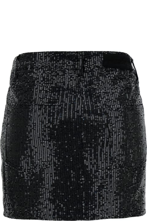 Rotate by Birger Christensen Clothing for Women Rotate by Birger Christensen Black Mini-skirt With All-over Paillettes And Logo Patch In Cotton Woman