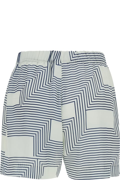 Low Classic Women Low Classic White Shorts With Graphic Print In Tech Fabric Woman