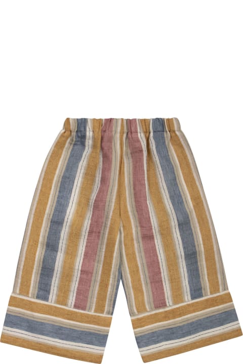 Il Gufo for Kids Il Gufo Linen Blend Striped Capri Trousers