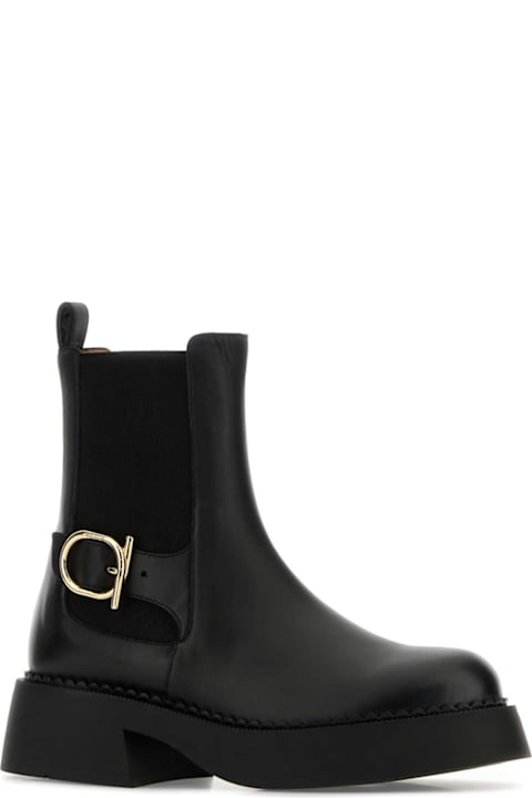 Homeware Ferragamo Black Leather Tia Ankle Boots
