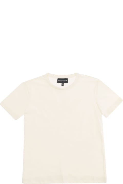 ガールズ Emporio Armaniのトップス Emporio Armani White Crewneck T-shirt With Logo Print In Cotton Girl