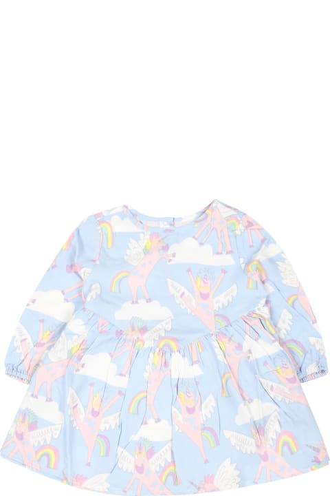 Homeware Stella McCartney Kids Light Blue Dress For Baby Girl With Unicorn