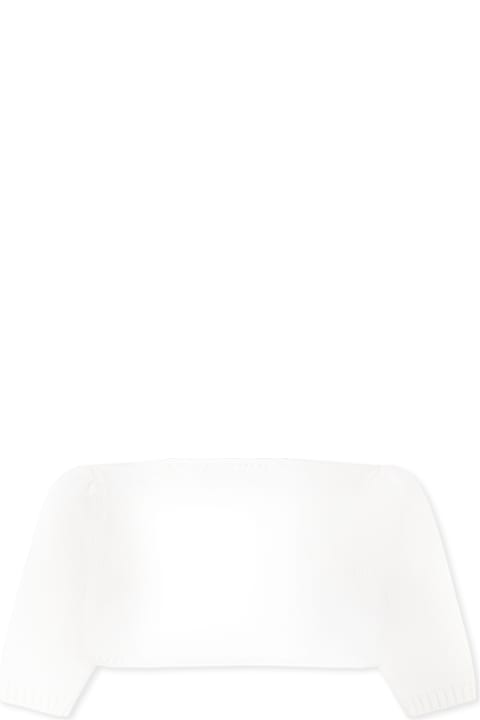 Homeware La stupenderia Ivory Cardigan For Baby Girl With Flowers