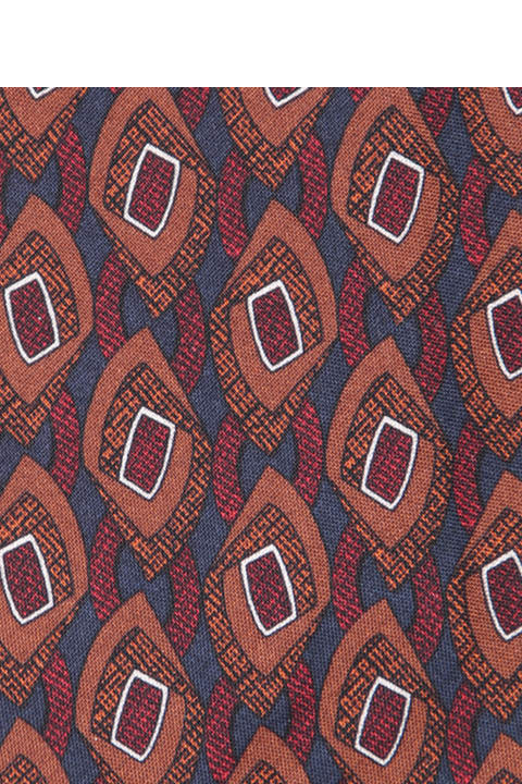 Ties for Men Lardini 7cm Geometric Fabric Tie In Beige