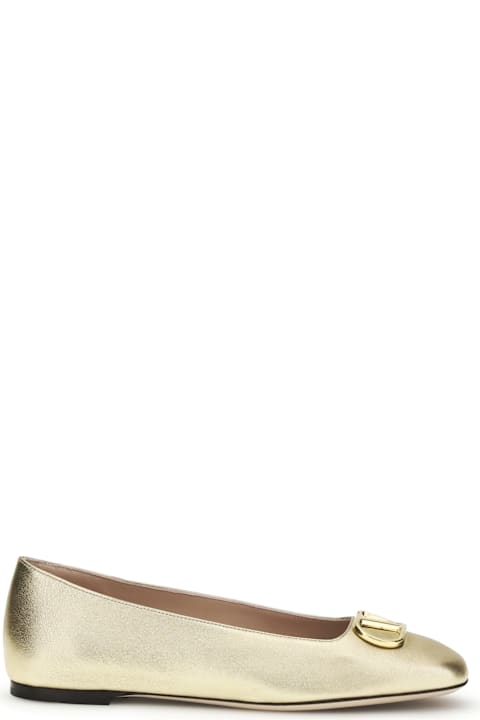 Valentino Garavani Vlogo Signature Laminated Leather Ballerinas