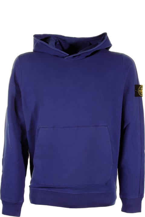 Sale for Men Stone Island Blue Cotton Sweatshirt With Hood