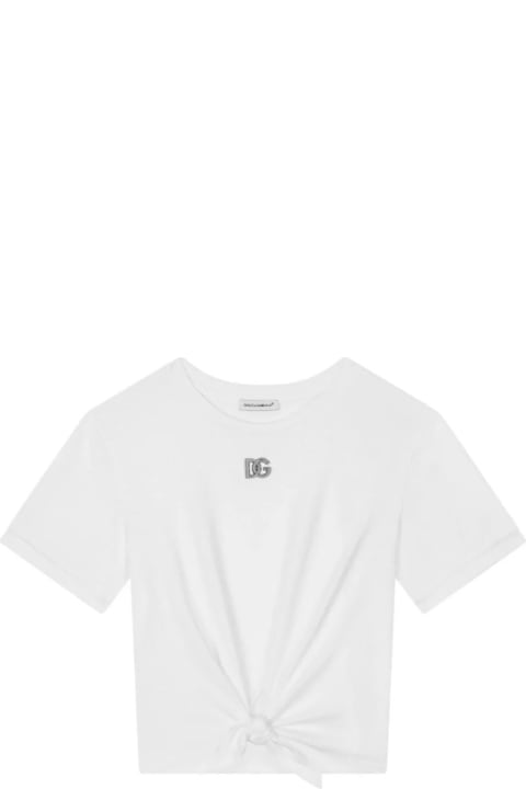 ガールズのセール Dolce & Gabbana White T-shirt With Dg Metal Logo
