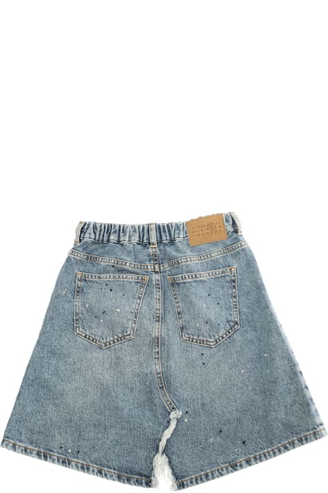 MM6 Maison Margiela Bottoms for Boys MM6 Maison Margiela Blue Jeans With Logo Patch And Frayed Details In Cotton Boy