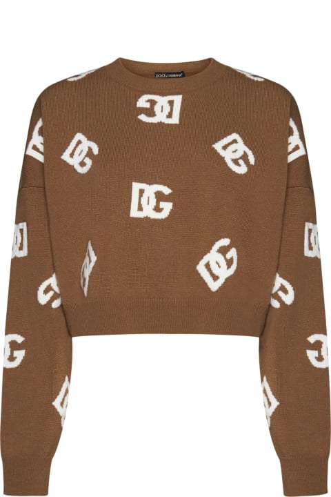 Dolce & Gabbana Clothing for Women Dolce & Gabbana Logo Embroidery Cropped Sweater