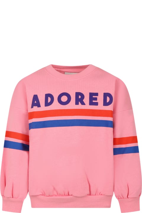 Mini Rodini Sweaters & Sweatshirts for Girls Mini Rodini Pink Sweatshirt For Girl With Writing