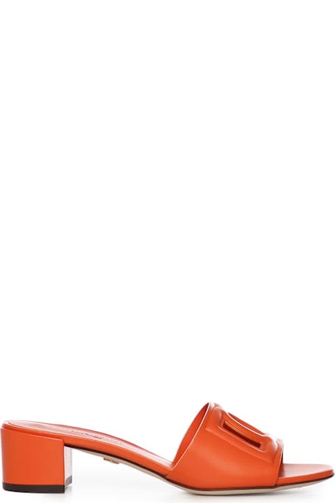 Dolce & Gabbana Calfskin Slides With Logo