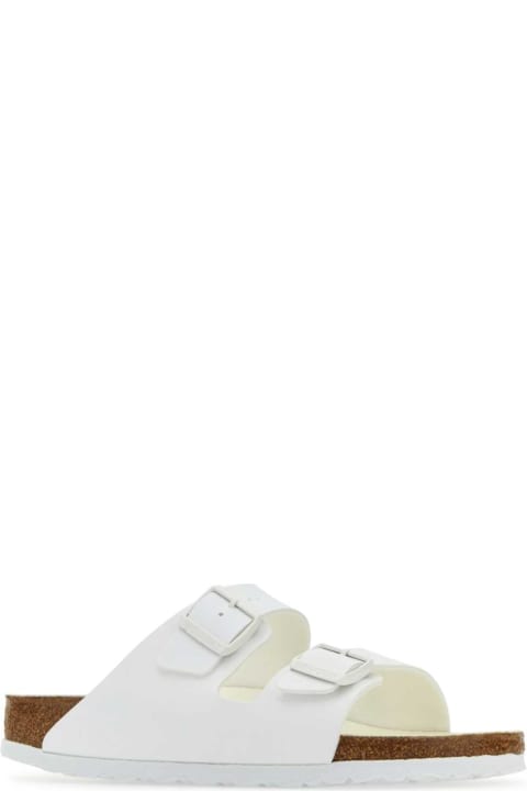 Fashion for Women Birkenstock White Synthetic Leather Arizona Slippers