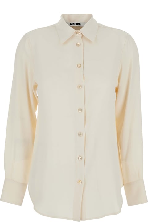 Mauro Grifoni for Men Mauro Grifoni White Shirt With Classic Collar And Buttoned Cuffs In Cotton Blend Woman