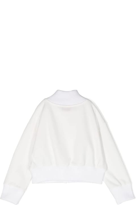 Pucci for Kids Pucci White Zip-up Sweatshirt With Iride Print Logo Band