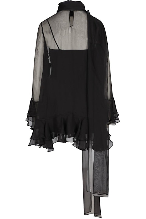 Party Style for Women Valentino Ruffled Scarf Detailed Long-sleeved Dress