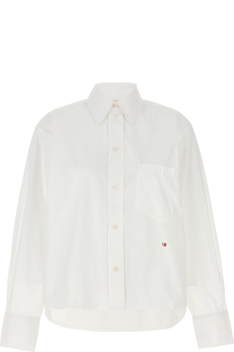 Victoria Beckham Topwear for Women Victoria Beckham Cropped Shirt With Logo Embroidery