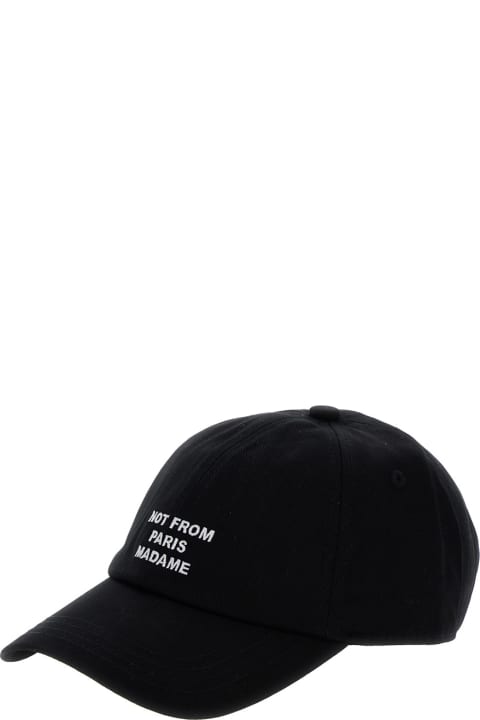 Drôle de Monsieur Hats for Men Drôle de Monsieur 'la Casquette Slogan' Black Baseball Cap With Embroidery In Cotton Man