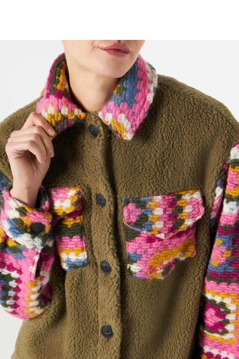 MC2 Saint Barth Sweaters for Women MC2 Saint Barth Woman Sherpa Overshirt With Crochet Details