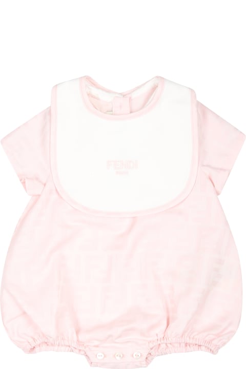 Bodysuits & Sets for Baby Boys Fendi Pink Romper Set For Baby Girl With Double F