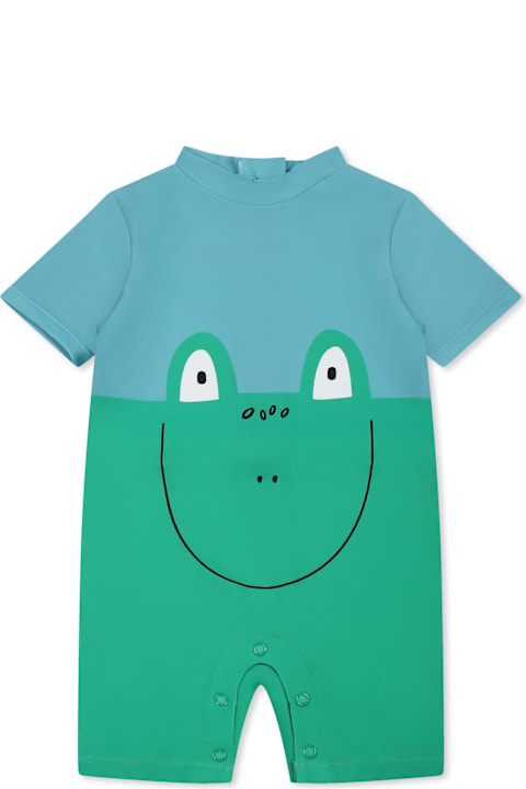 Stella McCartney Kids Clothing for Baby Girls Stella McCartney Kids Green Anti Uv Romper For Baby Boy With Frog