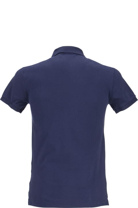 Ralph Lauren for Men Ralph Lauren Navy Blue And Red Slim-fit Pique Polo Shirt