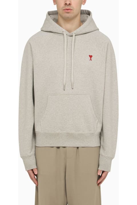 Ami Alexandre Mattiussi Fleeces & Tracksuits for Men Ami Alexandre Mattiussi Ami De Coeur Ash Grey Hoodie