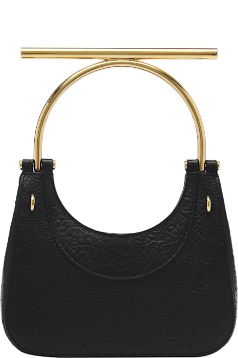 【関税&送料込】Alexander Mcqueen Black Leather Mini Shoulde McQueen - Black Lizard Embossed Leather Knuckle Mini Bag
