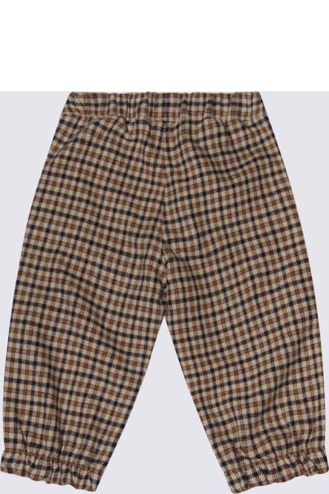 Il Gufo Bottoms for Baby Girls Il Gufo Blue And Beige Cotton Blend Check Pants