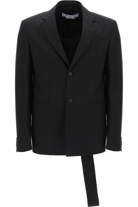 Coats & Jackets for Men Off-White Blazer With Adjustable Mock Tie