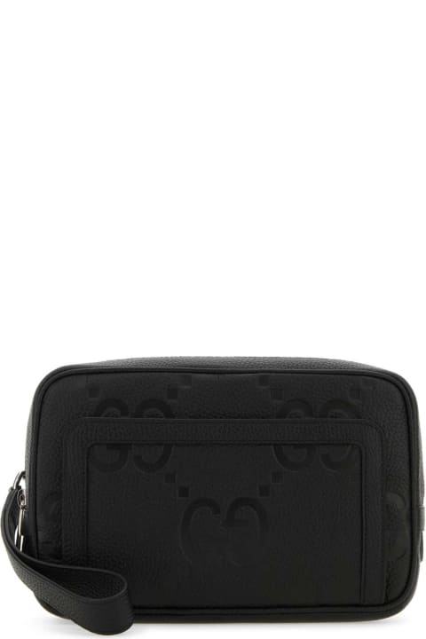 Gucci Shoulder Bags for Women Gucci Black Leather Jumbo Gg Clutch