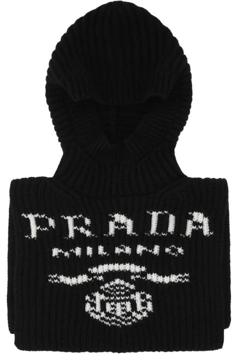 Hats for Women Prada Black Cashmere Balaclava