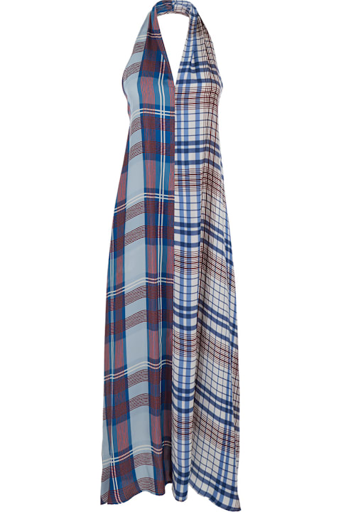 Jucca Clothing for Women Jucca Multicolor Sleeveless Dress With Halterneck And All-over Check Motif In Viscose Woman