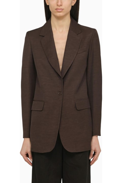 ウィメンズ Paroshのコート＆ジャケット Parosh Brown Single-breasted Linen Jacket