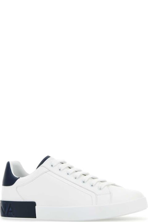Sneakers for Men Dolce & Gabbana White Leather Portofino Sneakers