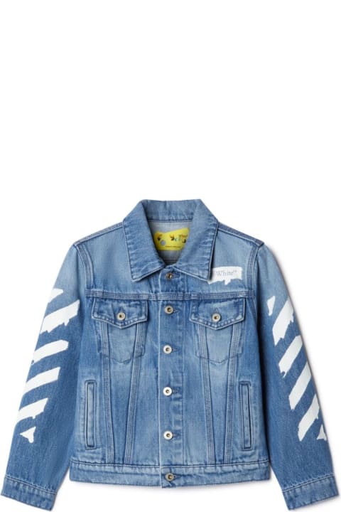 Off-White for Kids Off-White Paint Graphic Denim Jacket