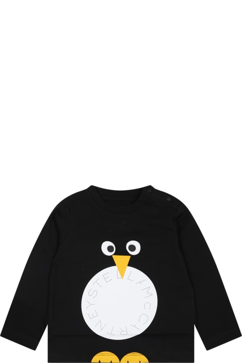 Stella McCartney Kids T-Shirts & Polo Shirts for Baby Girls Stella McCartney Kids Black T-shirt For Baby Boy With Logo And Print