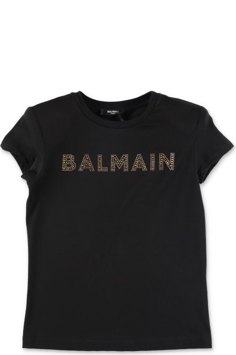 Balmain for Girls Balmain Balmain T-shirt Nera In Jersey Di Cotone Bambina