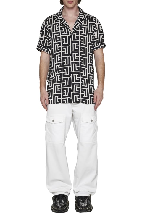 Balmain Clothing for Men Balmain Monogram Print Viscose Shirt