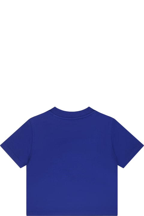 Burberry T-Shirts & Polo Shirts for Baby Boys Burberry Blue T-shirt For Baby Boy With Logo