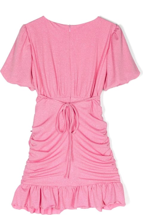 Miss Blumarine for Kids Miss Blumarine Pink Glitter Draped Dress