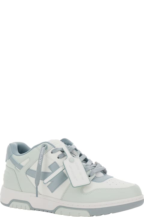 Sneakers for Men Off-White 'out Of Office' Light Blue Low Top Sneakers With Arrow Motif And Zip-tie Tag In Leather Man