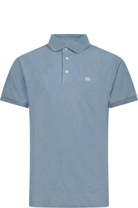 Etro Topwear for Men Etro Roma Print Blue Polo Shirt