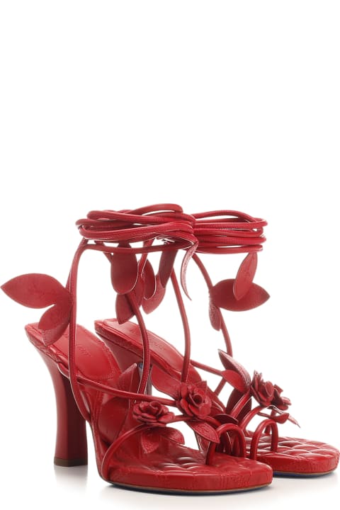 Fashion for Women Burberry 'ivy Flora' Heeled Leather Sandals