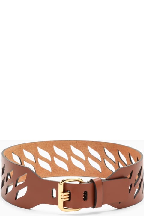 Etro Belts for Women Etro Brown Perforated Leather Belt